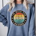 Im With The Banned Book Readers Retro Librarians Teachers Comfort Colors Sweatshirt Denim