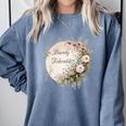 Barely Tolerable Book Lover Bookish Floral Bookworm Comfort Colors Sweatshirt Denim