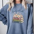 Barely Tolerable Book Lover Floral Quote Pride And Prejudice Comfort Colors Sweatshirt Denim