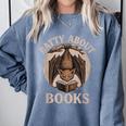 Batty About Books Reading Book Lover Men Women Distressed Comfort Colors Sweatshirt Denim