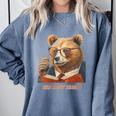 Bear Reading Book Glasses Library Zoo Teacher School Animal Comfort Colors Sweatshirt Denim Bear Reading Book Glasses Library Zoo Teacher School Animal Comfort Colors Sweatshirt Denim