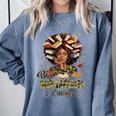 Big Cancer Energy Woman Camo Zodiac Book Teacher Comfort Colors Sweatshirt Denim