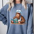 Bigfoot Reading a Cookbook Comfort Colors Sweatshirt Denim