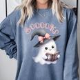 Boo Ghost Books Coquette Bow Halloween Women School Teacher Comfort Colors Sweatshirt Denim Boo Ghost Books Coquette Bow Halloween Women School Teacher Comfort Colors Sweatshirt Denim