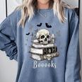Boo Skeleton Skull Books Halloween Women School Teacher Kid Premium Comfort Colors Sweatshirt Denim Boo Skeleton Skull Books Halloween Women School Teacher Kid Premium Comfort Colors Sweatshirt Denim