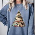 Book Christmas Tree Books Lovers Xmas Teacher Men Women Kids Comfort Colors Sweatshirt Denim Book Christmas Tree Books Lovers Xmas Teacher Men Women Kids Comfort Colors Sweatshirt Denim