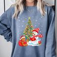 Book Christmas Tree Bookworm Gingerbread Man Snowman Reading Comfort Colors Sweatshirt Denim