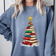 Book Christmas Tree Book Lover Teacher Librarian Comfort Colors Sweatshirt Denim Book Christmas Tree Book Lover Teacher Librarian Comfort Colors Sweatshirt Denim