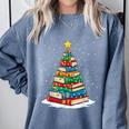 Book Christmas Tree Xmas Lights Book Lover Teacher Librarian Comfort Colors Sweatshirt Denim Book Christmas Tree Xmas Lights Book Lover Teacher Librarian Comfort Colors Sweatshirt Denim