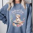 Book And Dog Lover Reading Humor Librarian Comfort Colors Sweatshirt Denim