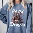 Book Dragon Book Lover Bookworm Book Reader Librarian Comfort Colors Sweatshirt Denim