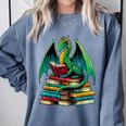Book Dragon Reading Books Comfort Colors Sweatshirt Denim
