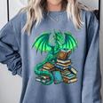 Book Dragon Reading Fantasy Comfort Colors Sweatshirt Denim