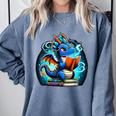 Book Dragon Reading Lover Comfort Colors Sweatshirt Denim