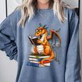 Book Dragon Reading Book Lover Comfort Colors Sweatshirt Denim