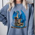Book Lover Bookworm Reading Books Dragon Premium Tri-Blend Comfort Colors Sweatshirt Denim