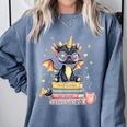 Book Lover Chibi Dragon With Big Red Glasses Bookworm Comfort Colors Sweatshirt Denim