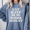 Book Lover Book Eat Sleep Read Books Repeat Comfort Colors Sweatshirt Denim