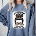 Book Lover What Happens At Book Club Stays Messy Bun Girls Comfort Colors Sweatshirt Denim