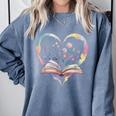 Book Lover Heart Shaped Reading Art Bookworm Comfort Colors Sweatshirt Denim Book Lover Heart Shaped Reading Art Bookworm Comfort Colors Sweatshirt Denim