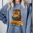 Book Lover Owl Reading Bookish Library Read Books Be Kind Comfort Colors Sweatshirt Denim
