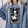 Book Lover The Reader Tarot Card Skeleton Reading Comfort Colors Sweatshirt Denim