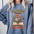 Book Lover Reading Bookish Floral Reading Powers Imagination Comfort Colors Sweatshirt Denim