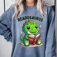 Book Lover Reading Dinosaur Readosaurus Library Comfort Colors Sweatshirt Denim