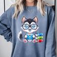 Book Lover Reading Husky Dog Comfort Colors Sweatshirt Denim