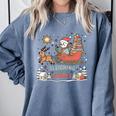 Book Lovers Winter Sleighing Through Stories Tee Premium Tri-Blend Comfort Colors Sweatshirt Denim