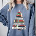 Book Merry Little Christmas Tree Holiday Comfort Colors Sweatshirt Denim Book Merry Little Christmas Tree Holiday Comfort Colors Sweatshirt Denim
