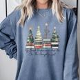 My Book Preference Has Me On The Naughty List Christmas Tree Comfort Colors Sweatshirt Denim