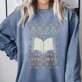 Book Reading Ugly Christmas Comfort Colors Sweatshirt Denim