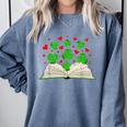Book With Shamrocks Librarian Saint Patrick's Day Kids Comfort Colors Sweatshirt Denim