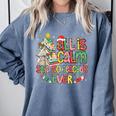 Book Tree All Is Calm Said No Teacher Ever Christmas Comfort Colors Sweatshirt Denim