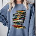 Book Women Graphic Art Colorful Eyes Comfort Colors Sweatshirt Denim