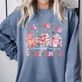 All Booked For Christmas Book Coffee Latte Gingerbread Comfort Colors Sweatshirt Denim