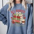 All Booked For Christmas Coquette Xmas Book Club Book Lovers Comfort Colors Sweatshirt Denim All Booked For Christmas Coquette Xmas Book Club Book Lovers Comfort Colors Sweatshirt Denim