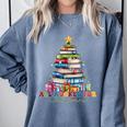 All Booked For Christmas Teacher Reading Student Bookworm Comfort Colors Sweatshirt Denim