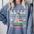 All Booked For Christmas Tree Book Ugly Christmas Sweatshirt Comfort Colors Sweatshirt Denim