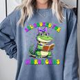 All Booked For Mardi Gras Crocodile Reading Book Teacher Comfort Colors Sweatshirt Denim All Booked For Mardi Gras Crocodile Reading Book Teacher Comfort Colors Sweatshirt Denim