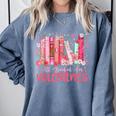 All Booked For Valentine Book Reading Women Girl Teacher Comfort Colors Sweatshirt Denim