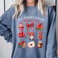 All Booked For Valentine Coquette Bow Girl Women Teacher Comfort Colors Sweatshirt Denim