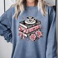 All Booked For Valentine's Coquette Bow Books Teacher Girly Comfort Colors Sweatshirt Denim All Booked For Valentine's Coquette Bow Books Teacher Girly Comfort Colors Sweatshirt Denim