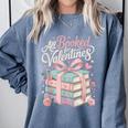 All Booked For Valentines Stacked Books Comfort Colors Sweatshirt Denim
