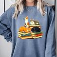 Bookish Cat Lover Cute Reading Squad Books & Kittens Love Comfort Colors Sweatshirt Denim Bookish Cat Lover Cute Reading Squad Books & Kittens Love Comfort Colors Sweatshirt Denim
