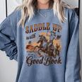 Bookish Retro Western Cowgirl Texas Book Lover Novel Reader Comfort Colors Sweatshirt Denim