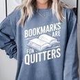 Bookmarks Quote Library Book Reader Comfort Colors Sweatshirt Denim