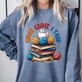 “Books Coffee & Yarn Enthusiast Cozy Reader Comfort Colors Sweatshirt Denim