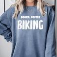 Books Coffee Biking Comfort Colors Sweatshirt Denim